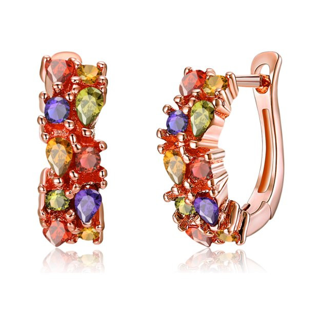 14K Rose Gold Swarovski Crystal Huggie Earring | Walmart (US)