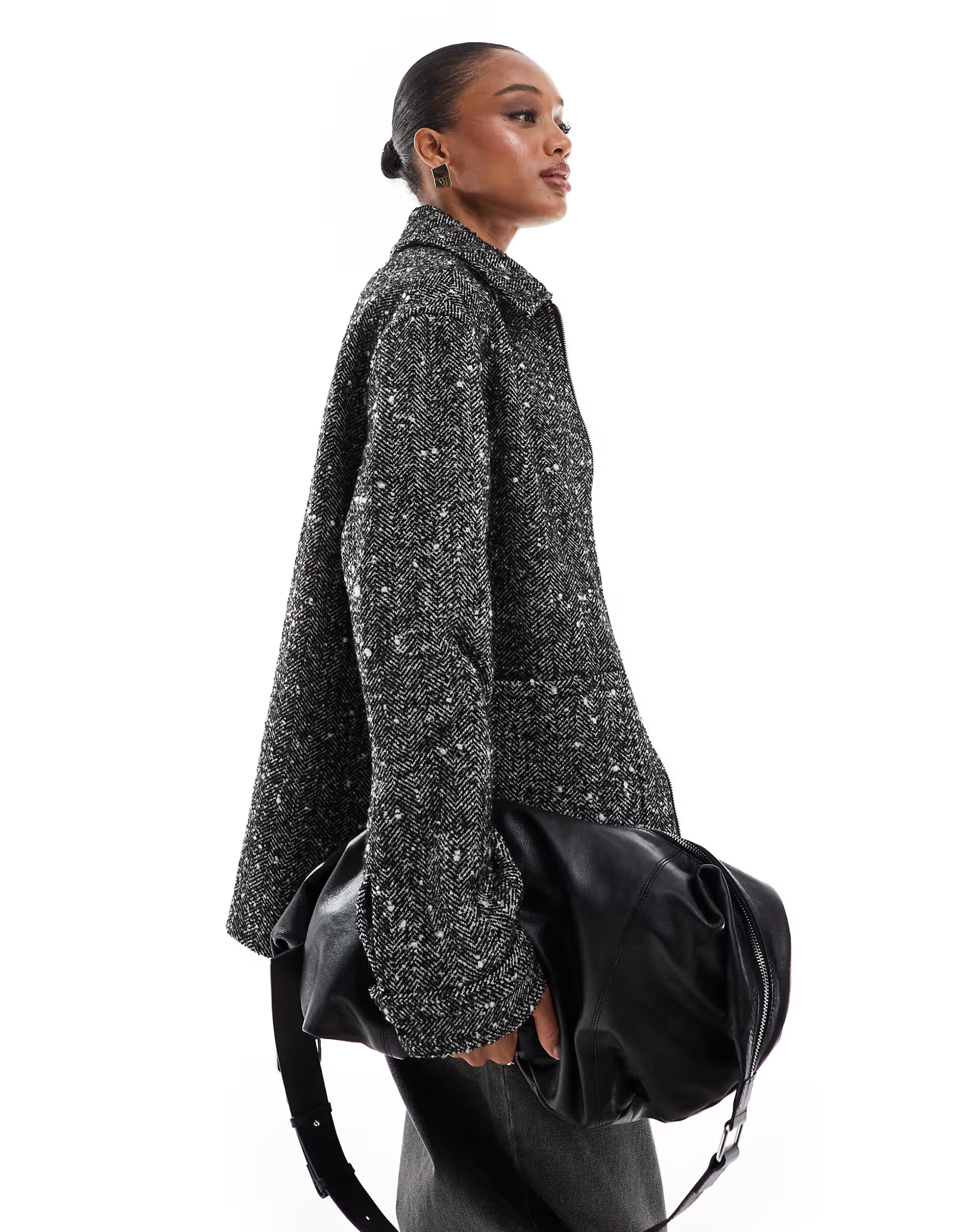 ASOS DESIGN Tall top collar harrington jacket in texture | ASOS (Global)