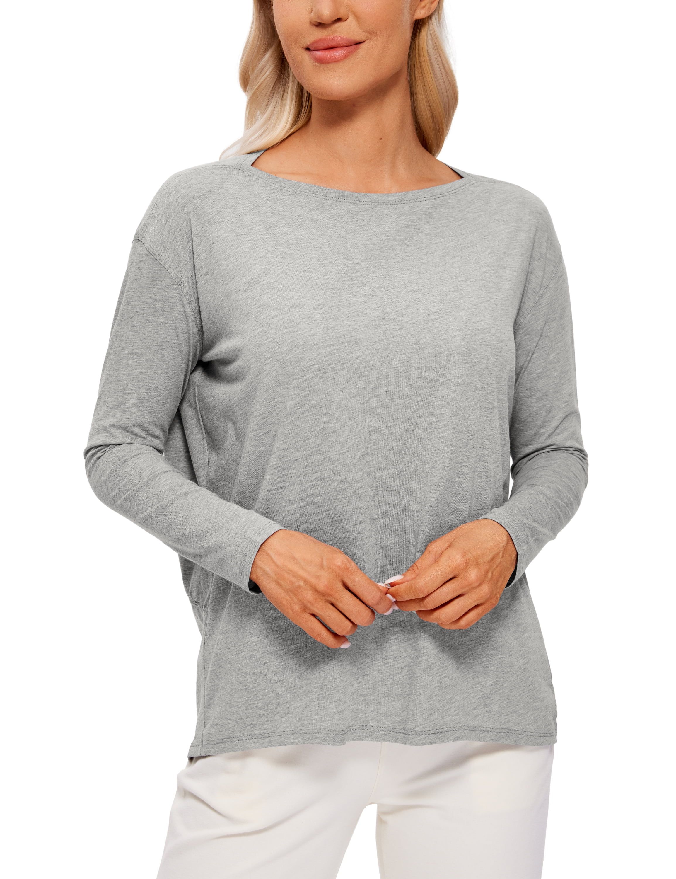 CRZ YOGA Long Sleeve Shirts for Women Loose Fit Pima Cotton Casual Tops | Walmart (US)