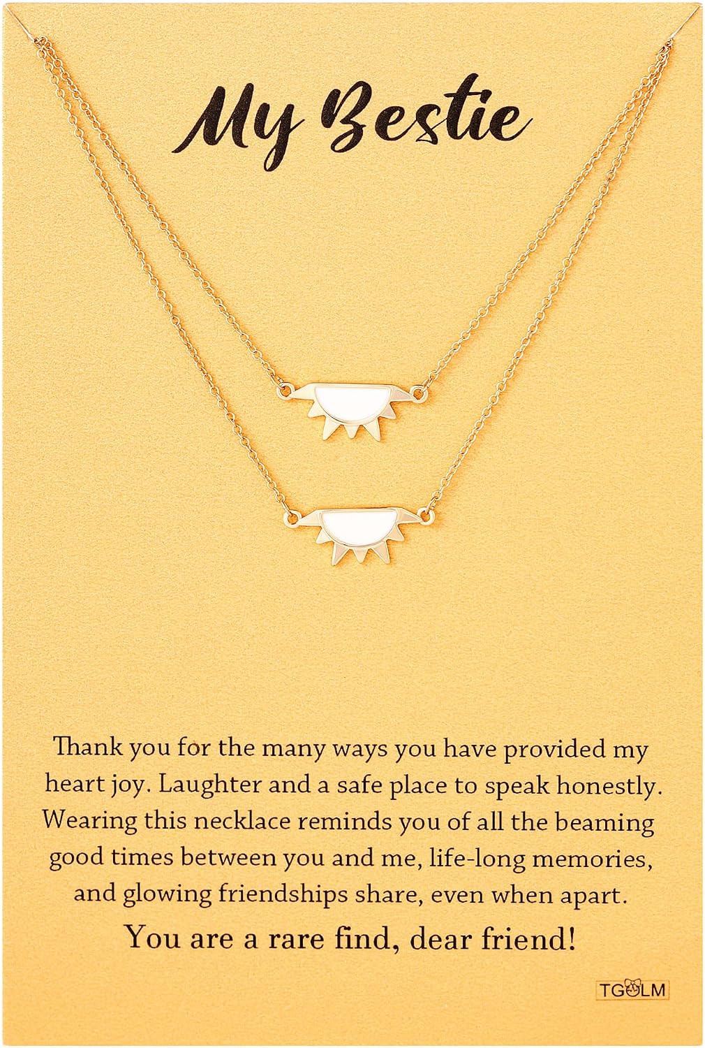 TGOLM Real Gold Plated Half Sun Friend Necklace for Women BFF Necklaces for 2, My Besties Friendship Gift | Amazon (US)