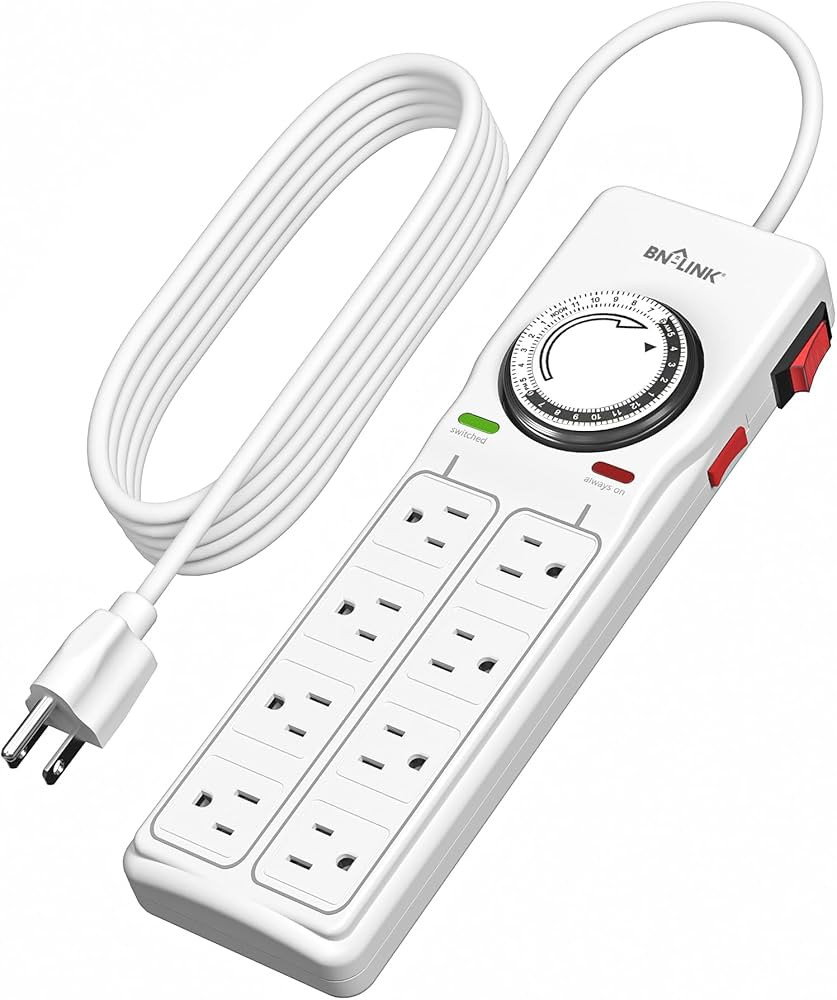 BN-LINK 8 Outlet Surge Protector with Mechanical Timer (4 Outlets Timed, 4 Outlets Always On) - W... | Amazon (US)