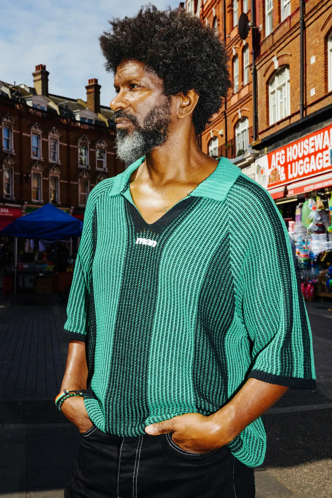 Green Oversized Boxy Stripe Knitted Football Polo | BOOHOOMAN | boohooMAN (DE, IE & UK)