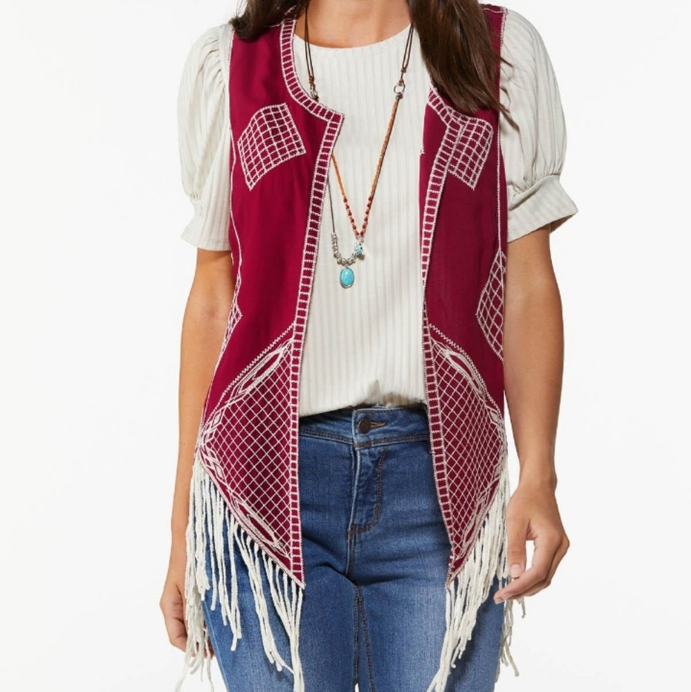 Embroidered tassel vest | Poshmark
