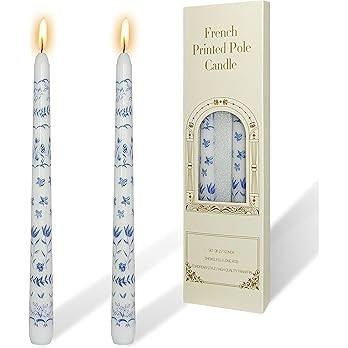 Blue and White Porcelain Candles - Mixed Flowers and Plants Taper Candlesticks 10Inch Handmade Ca... | Amazon (US)