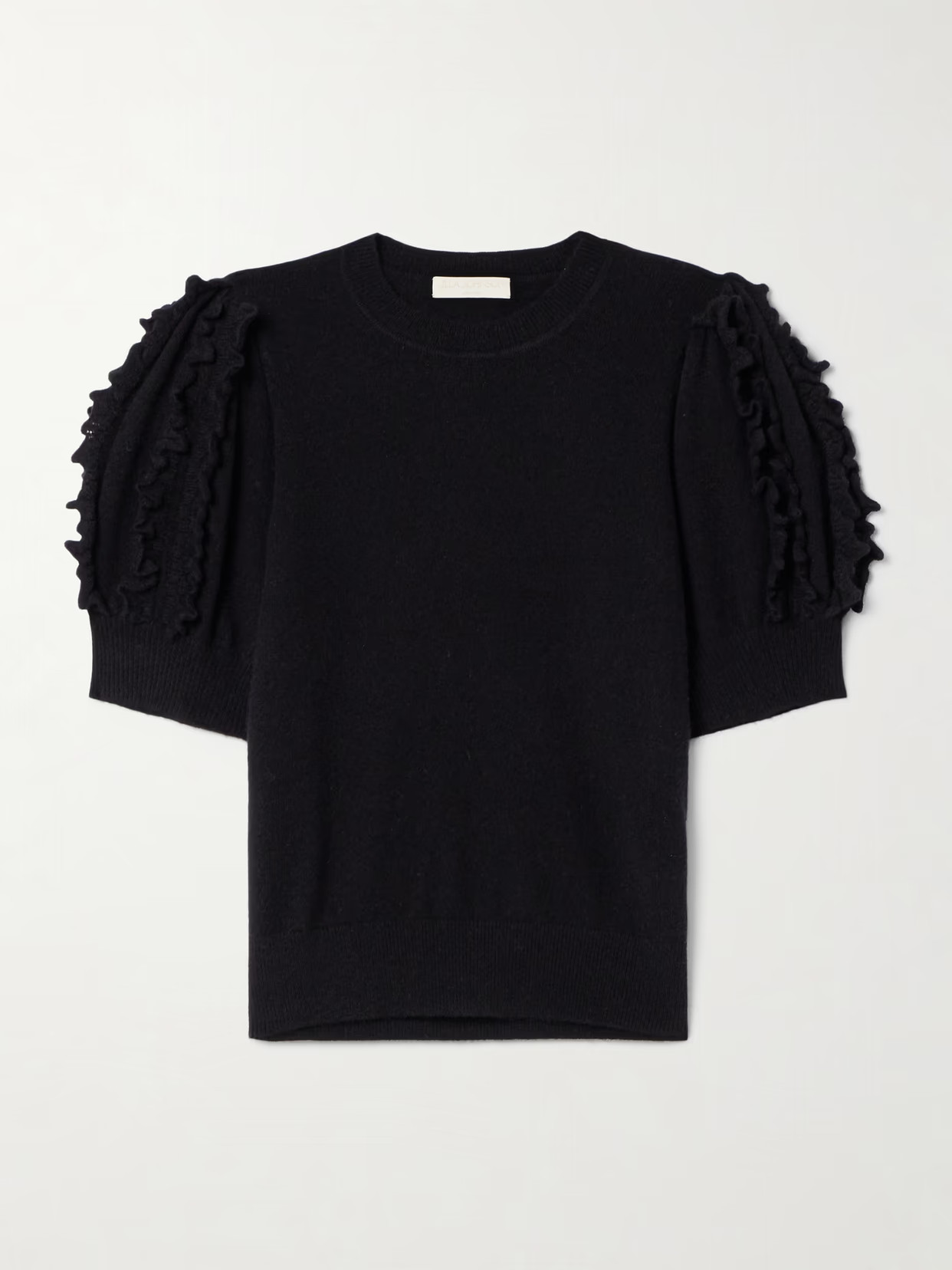 Ulla Johnson - Ottilie Ruffled Cashmere Top - Black | NET-A-PORTER (US)