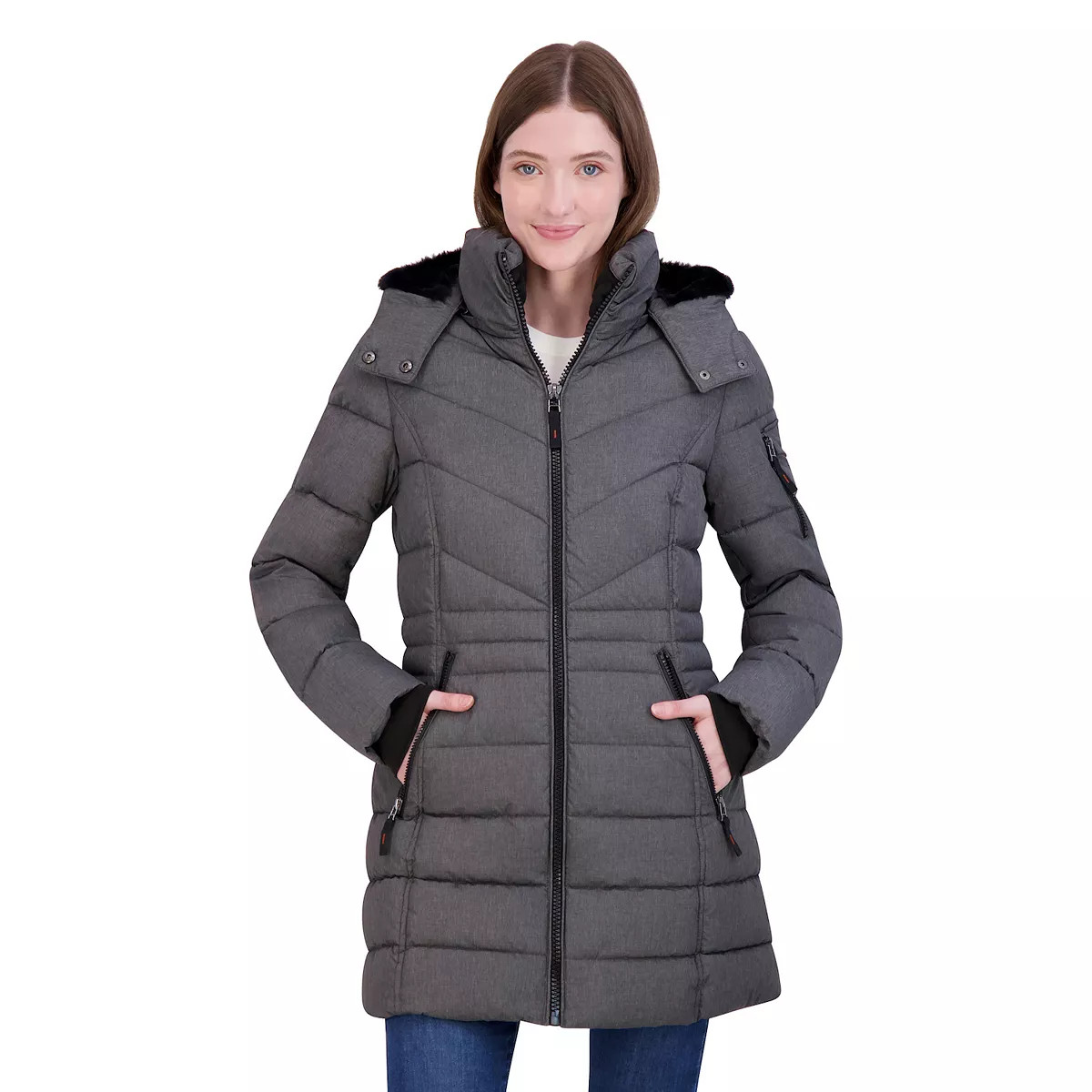 Women's Halitech Heavyweight Faux Fur Trim Etch Quilted Puffer Jacket | Kohl's