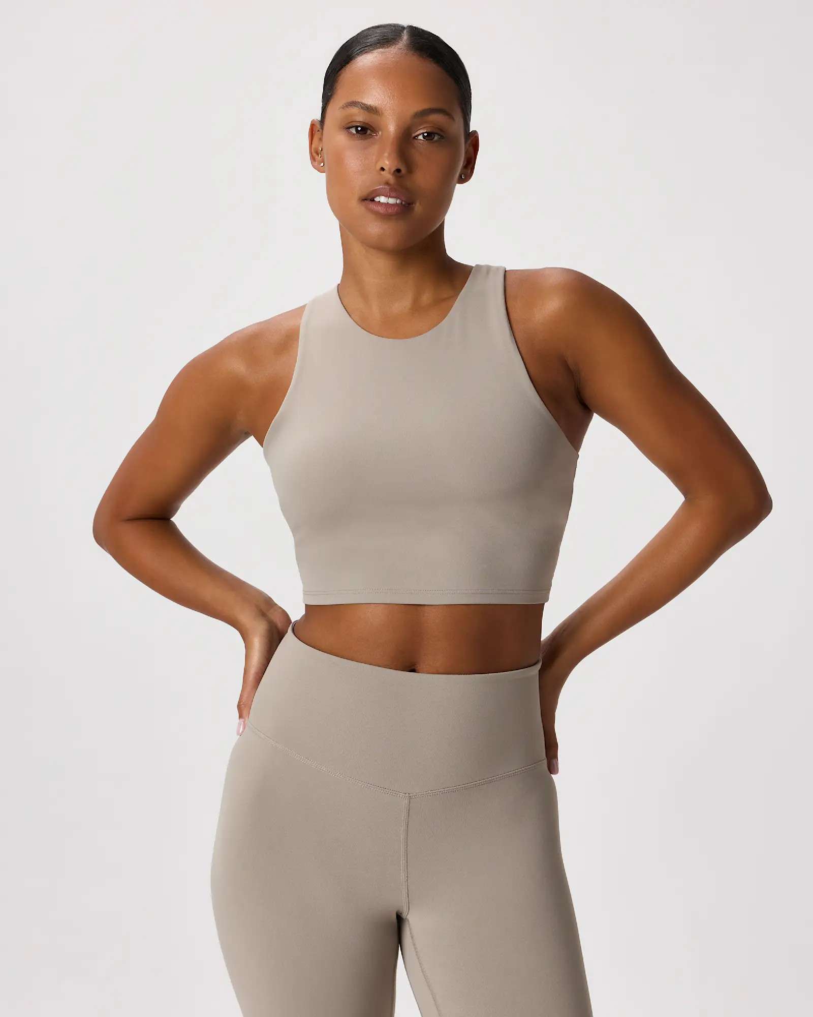 Ultra-Form High-Neck Cropped Tank in Morel Grey | Quince