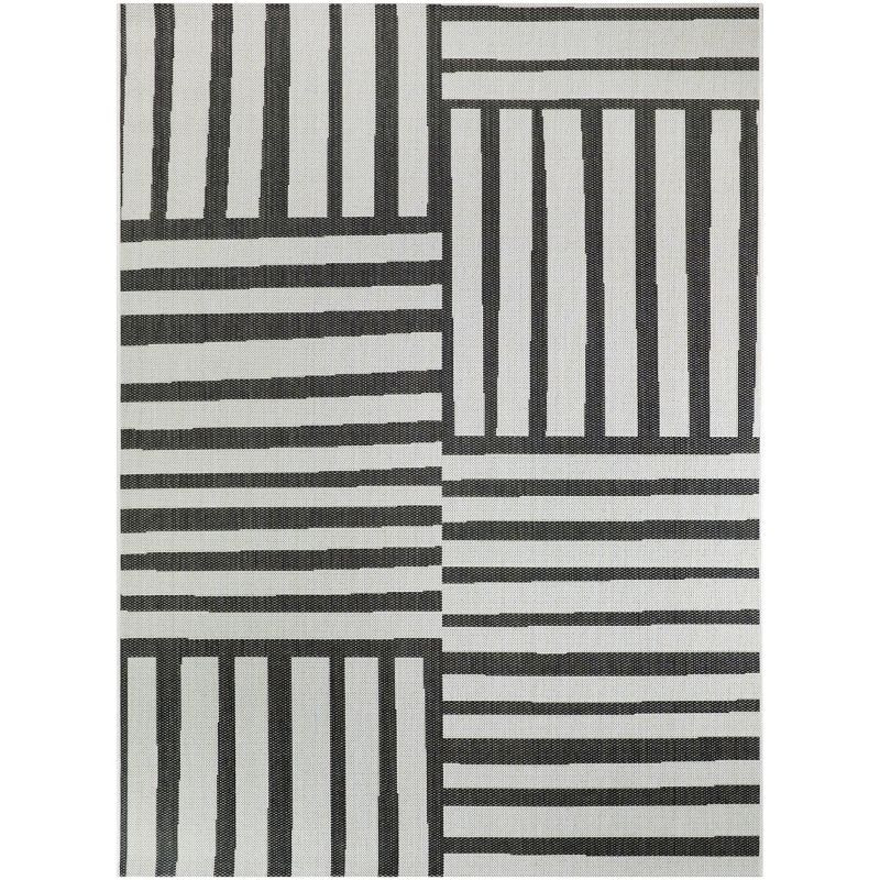 5'x7' Mod Directional Lines Outdoor Rug Black - Project 62™ | Target