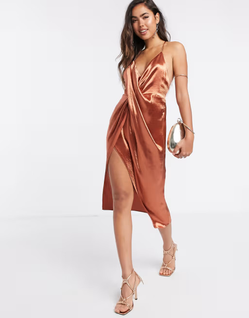 ASOS DESIGN drape front cami slip dress with strap back detail | ASOS (Global)