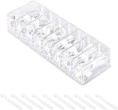 Yesesion Plastic Cable Management Box with 10 Wire Ties, Clear Power Cord Organizer with 8 Compar... | Amazon (US)