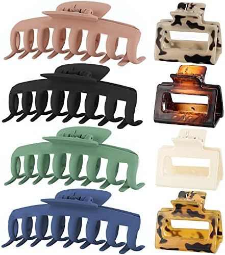 8 Colors Lolalet Nonslip Hair Claw Clips, 4.3” Large Matte Hair Clip and 2 Inch Small Square Hair Cl | Amazon (US)