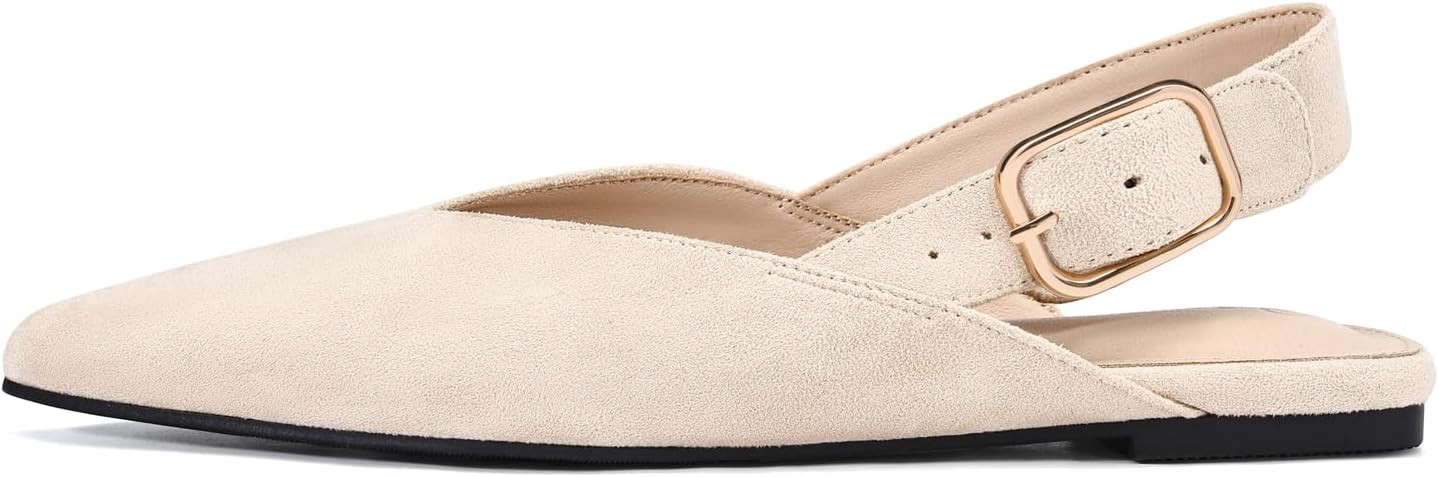 Coutgo Womens Flat Mules Closed Pointed Toe Slingback Slip On Flats Work Office Dress Sandal Shoes | Amazon (US)