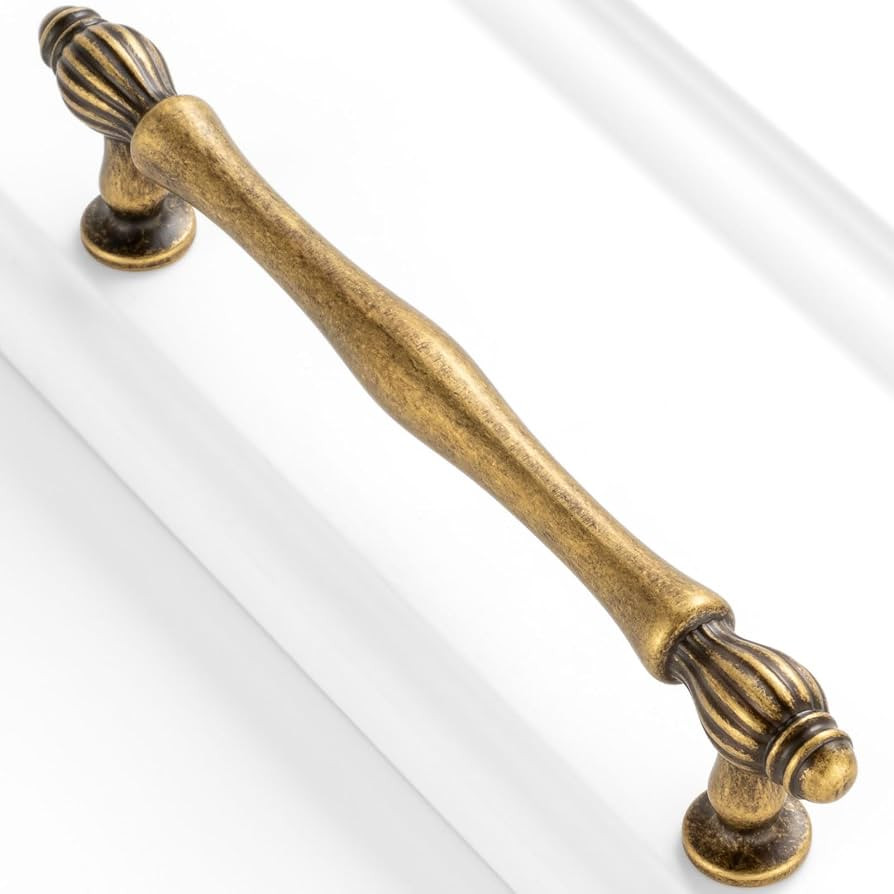 10 Pack 5 Inch Antique Brass Cabinet Pulls Vintage Brass Cabinet Handles Brass Hardware for Kitch... | Amazon (US)
