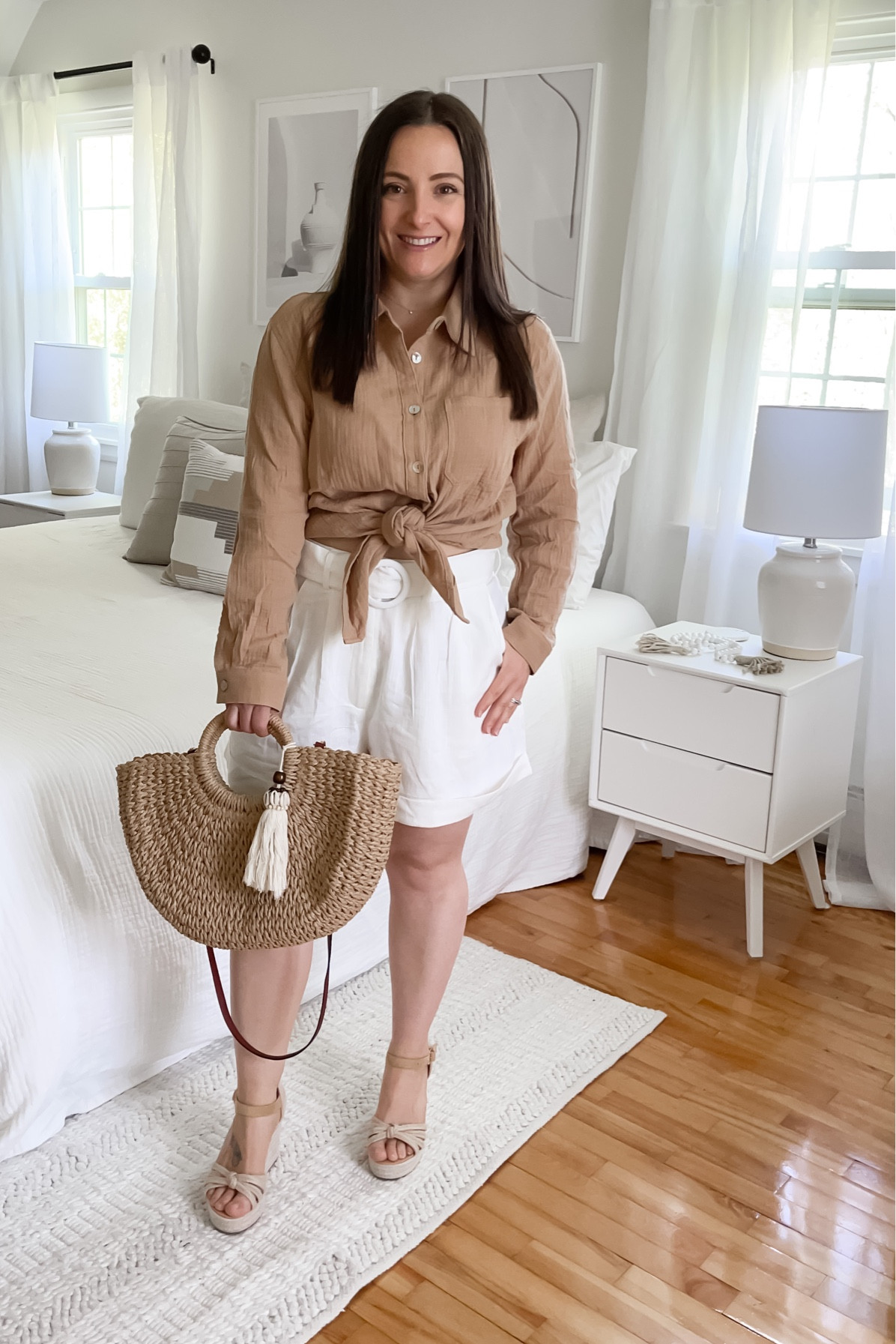 Love these linen-type shorts - loose throughout the thigh but fitted at the waist. So comfortable! 

#LTKSeasonal #LTKstyletip #LTKFind