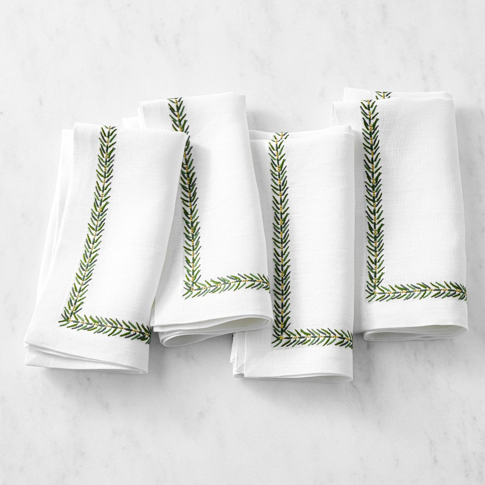 Leaf Garland Embroidered Napkins, Set of 4 | Williams-Sonoma