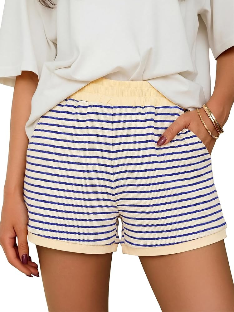 ANRABESS Women Summer Casual Striped Shorts High Waisted Striped Lounge Pajama Shorts PJ Bottoms ... | Amazon (US)