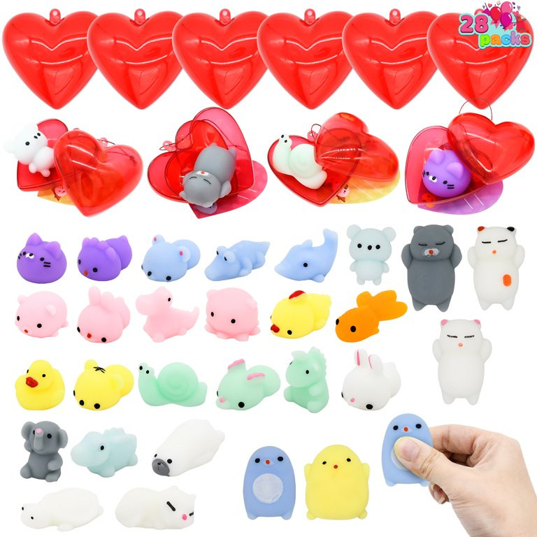 SYNCFUN 28 Packs Valentines Gifts for Kids, Valentine Kawaii Stress Relief Mochi Squishy Toys Fil... | Walmart (US)