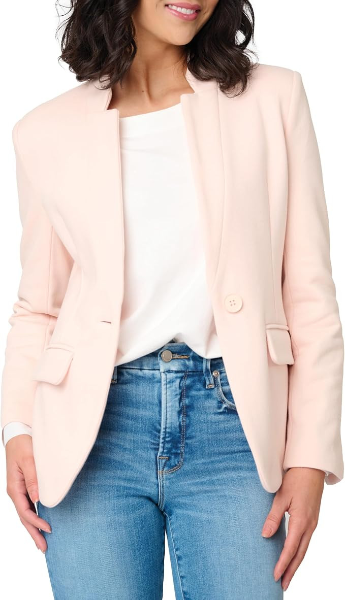 Notch Collar Blazer for Women - Dressy Casual Office Open Front Long Sleeve - Fashion Lined Knit ... | Amazon (US)