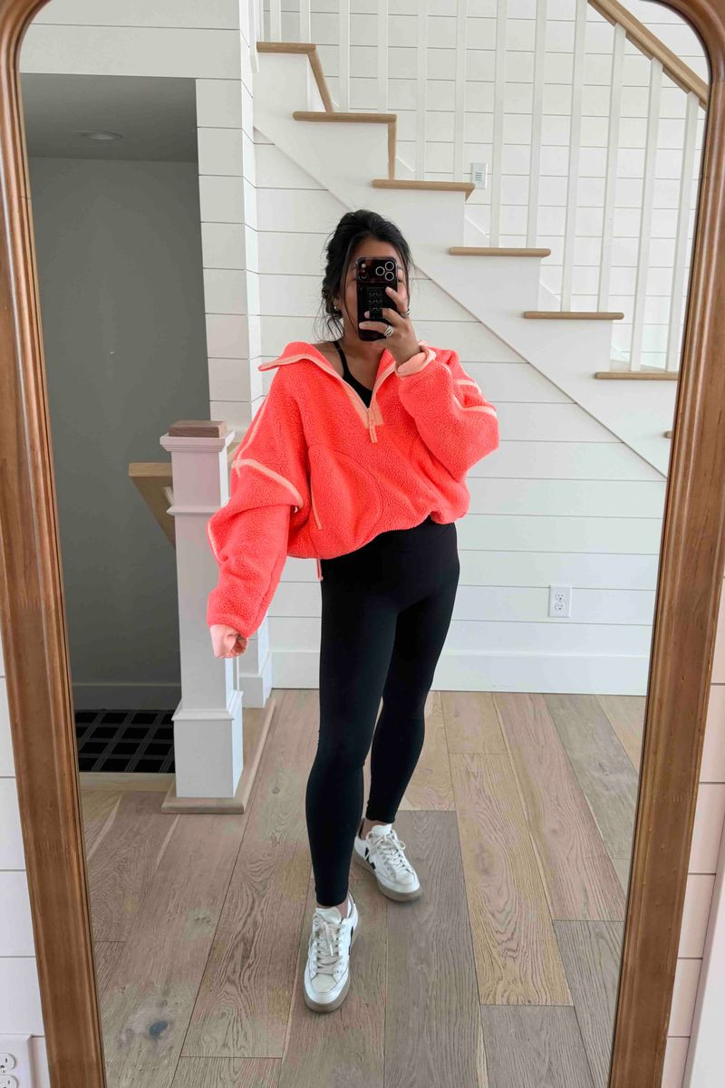 fp movement half zip sherpa - sports mom outift - amazon leggings - amazon fashion - over 40 - veja sneakers 

 #LTKootd #LTKmomlife #LTKOver40