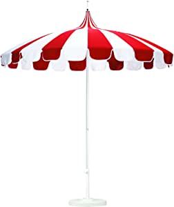 California Umbrella 8.5' Rd. Pagoda Market Umbrella, Silver Pole, 100% Acrylic Red and White Paci... | Amazon (US)
