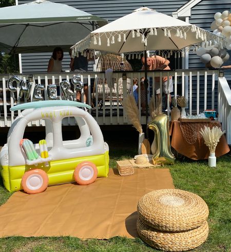 Baby boy’s first birthday beach neutral boho surf theme party decorations. The inflatable ice cream truck with popsicles and shark piñata was a hit! 

#LTKhome #LTKkids #LTKfamily