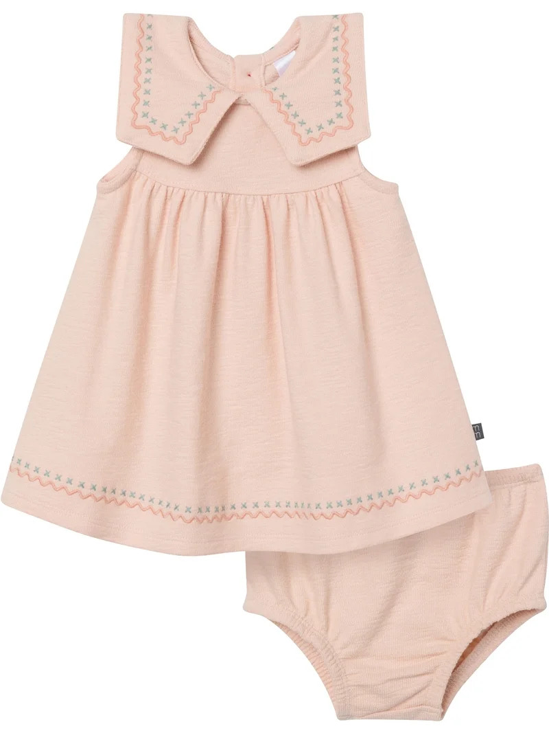 Modern Moments by Gerber Baby Girl Novelty Embroidered Collar Dress and Diaper Cover, 2-Piece, Si... | Walmart (US)