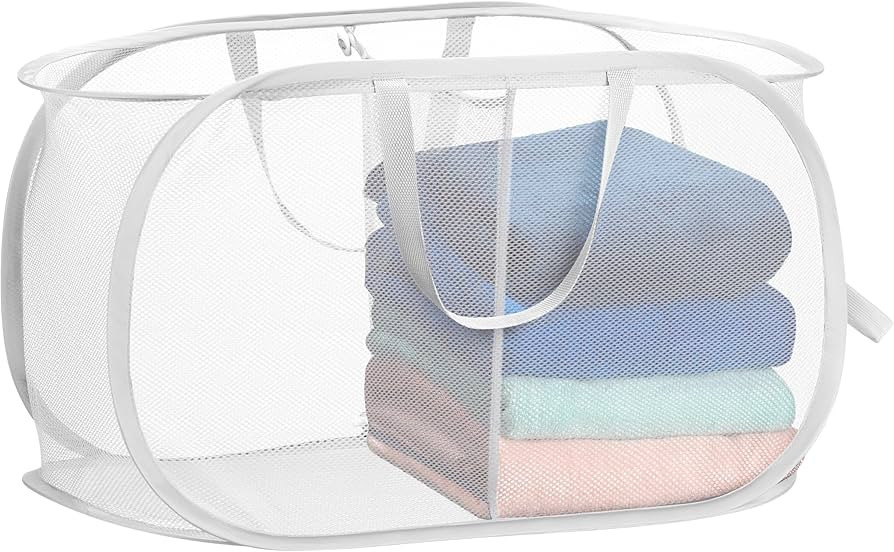 Foldable Laundry Basket - Popup and Collapsible, Durable Mesh Material, Folds for Storage, Easy C... | Amazon (US)