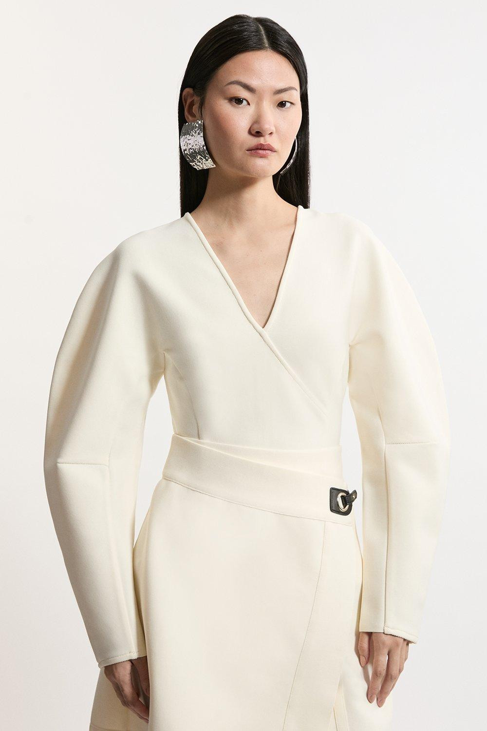 Figure Form Bandage Banana Sleeve Knit Top | Karen Millen UK + IE + DE + NL