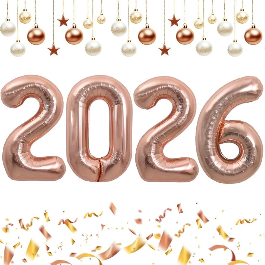 TONIFUL 2026 Graduation Balloons 42Inch Rose Gold 2026 Number Balloons Aluminum Foil Mylar Balloo... | Amazon (US)