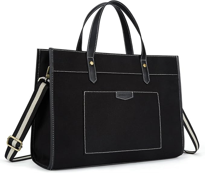 Laptop Tote Bag Missnine Canvas Laptop Bag 15.6 inch Work Shoulder Bags Casual Briefcase Handbag ... | Amazon (US)