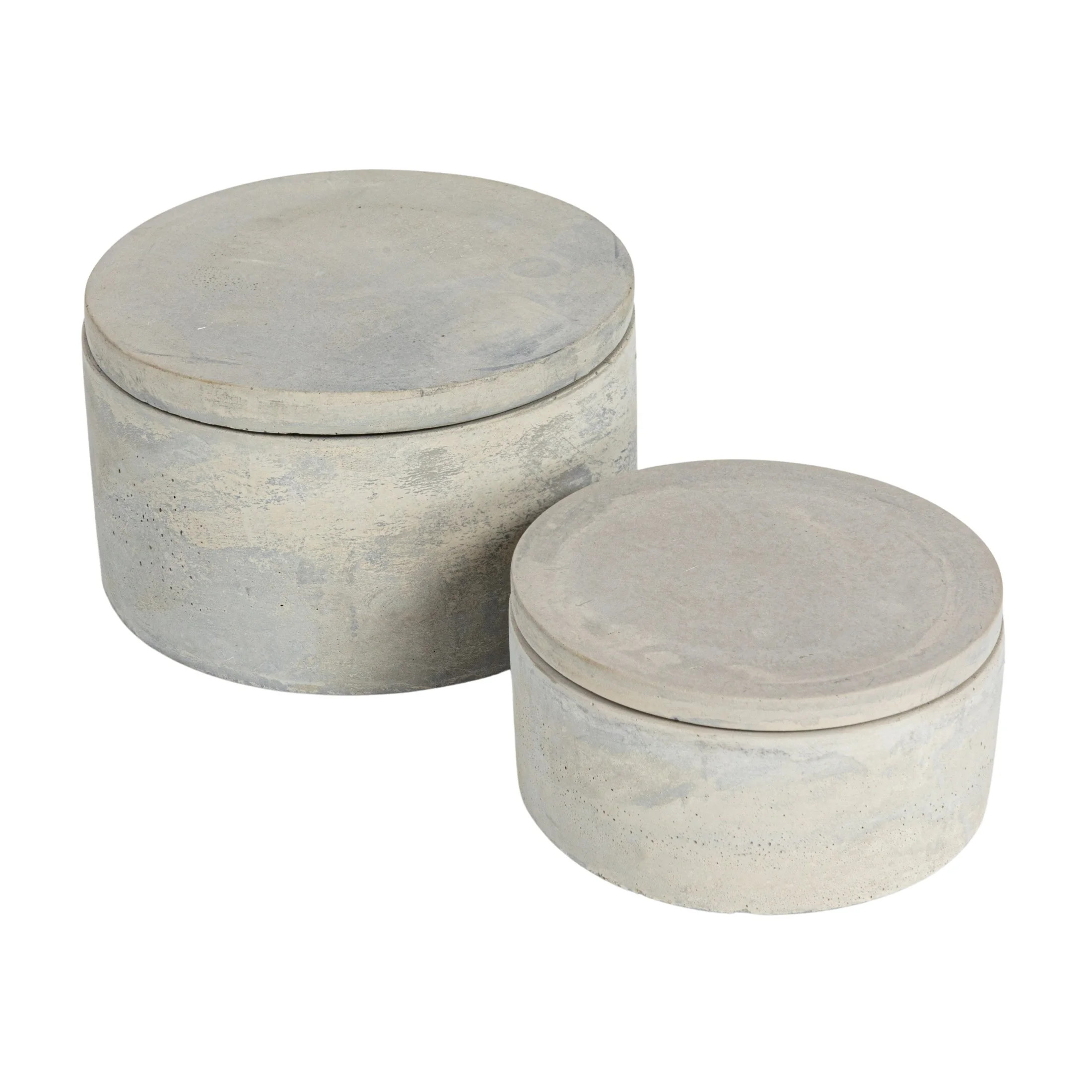 Bloomingville Round Decorative Cement Storage with Lids, Grey, Set of 2 | Walmart (US)