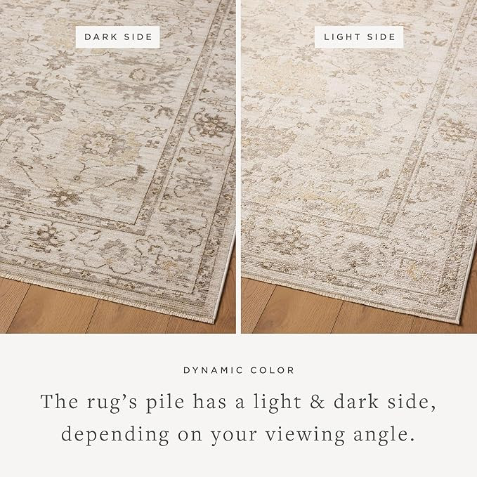 Loloi Magnolia Home by Joanna Gaines Pace Collection PAC-01 Natural/Stone 5'-3" x 5'-3" Round Are... | Amazon (US)