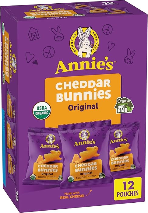 Annie's Organic Cheddar Bunnies Baked Snack Crackers, 12 oz., 12 Pouches | Amazon (US)