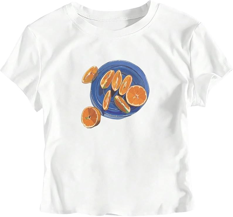 SweatyRocks Women's Y2K Cute Graphic Tees Short Sleeve Crew Neck Slim Fit Cropped Summer T Shirts | Amazon (US)