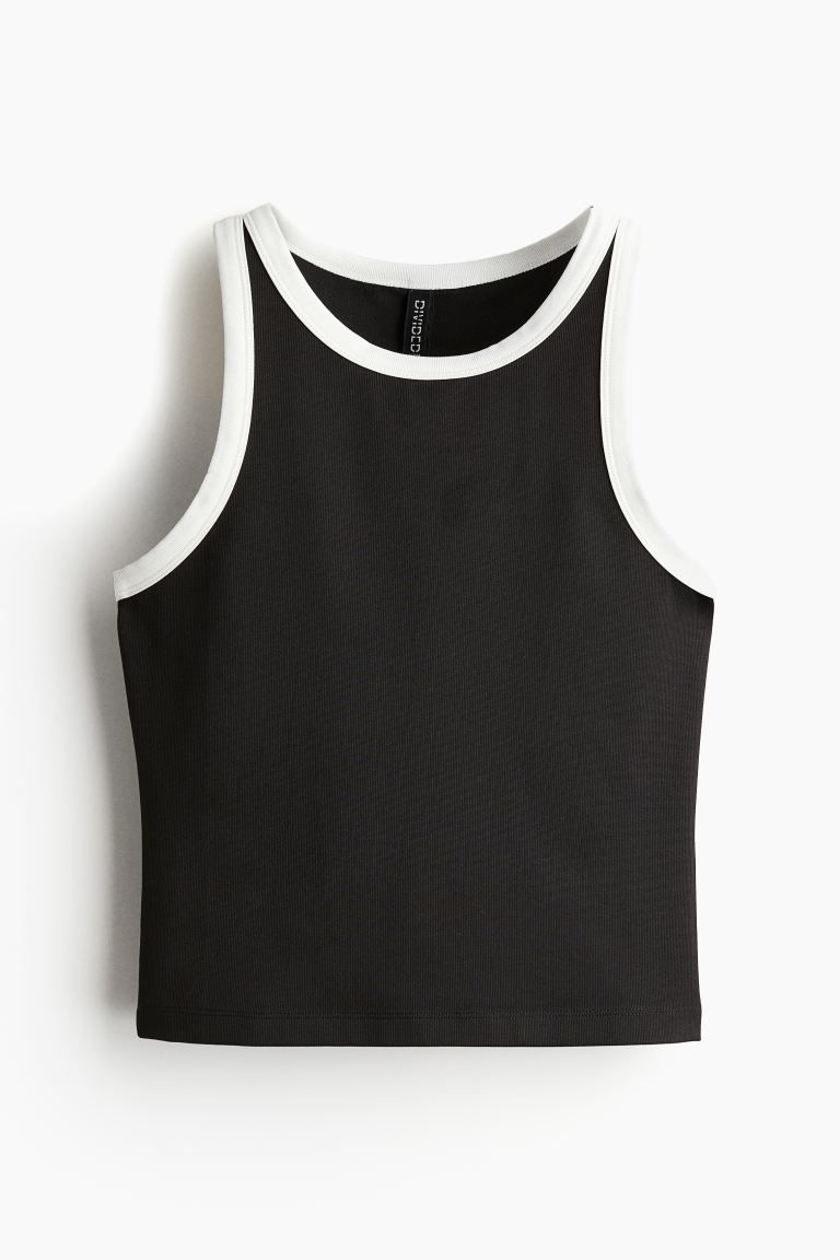 Ribbed Tank Top - Black/white - Ladies | H&M US | H&M (US + CA)