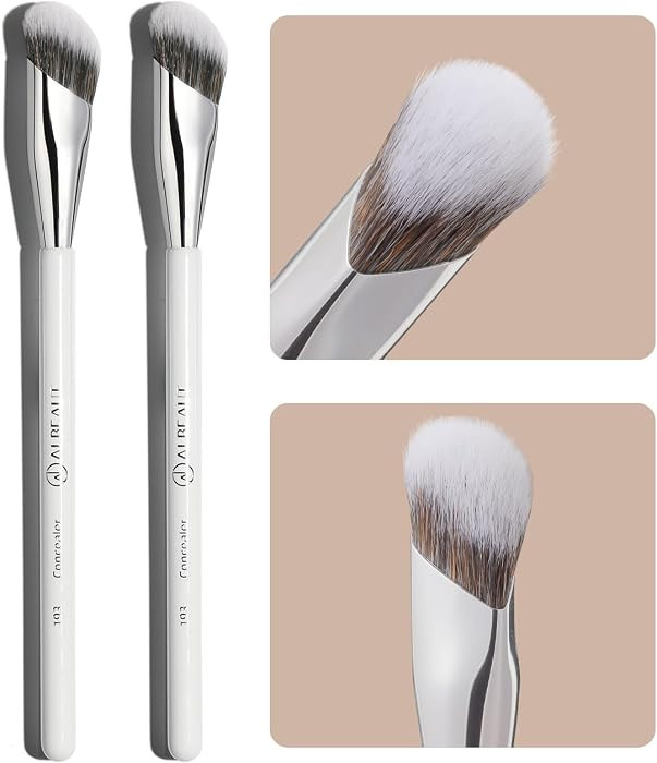 Concealer Makeup Brushes 2 PCS Angled Brushes for Liquid, Cream, Stick Concealer Foundation Nose ... | Amazon (US)