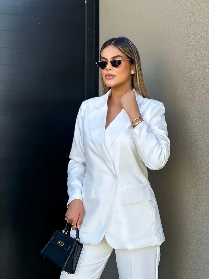 LARYISMODA Mas Blazer Feminino/ Bolso Fake/ Forrado | SHEIN