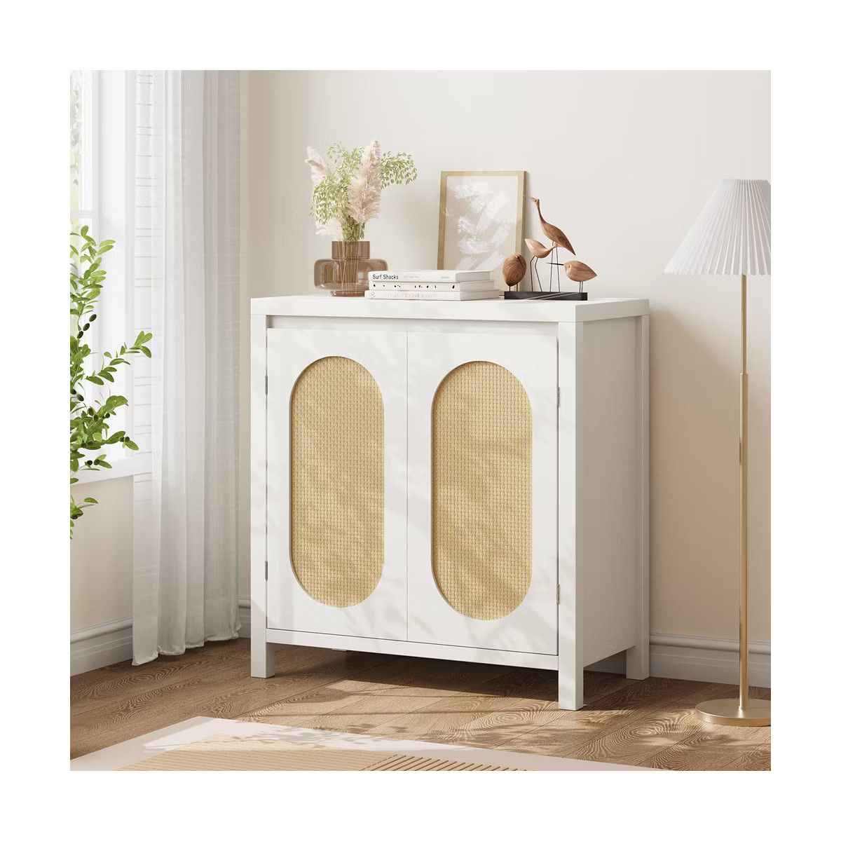 Rattan Storage Cabinet, Wooden Sideboard Buffet Cabinet with Doors and Shelves, Small Console Cab... | Target