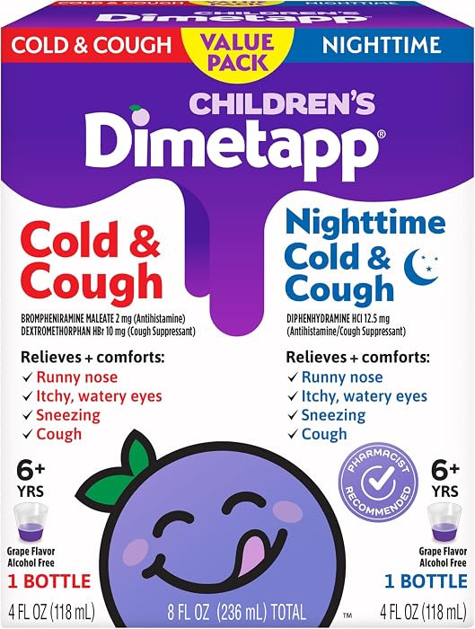 Children's Dimetapp Cold & Cough Value Pack, Antihistamine, Cough Suppressant, Grape Flavor, (2) ... | Amazon (US)