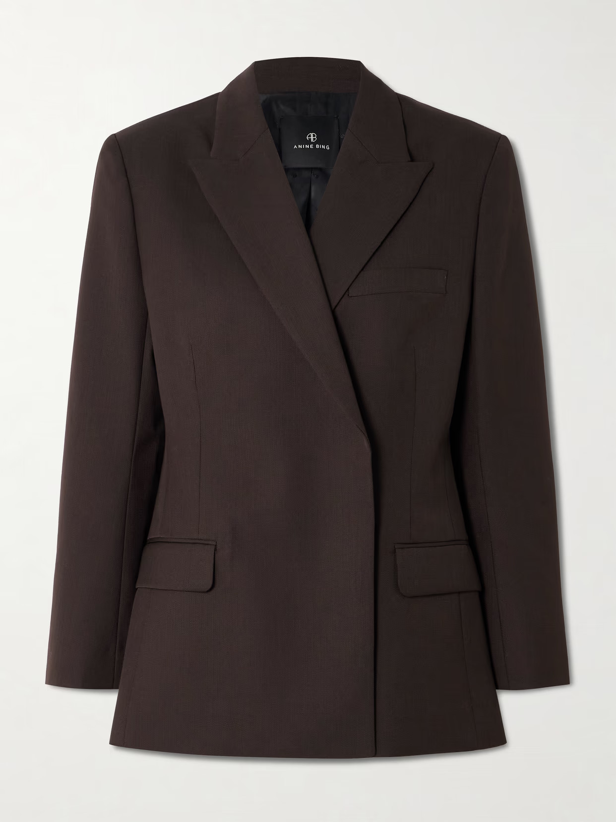 Anine Bing - Woven Blazer - Dark brown | NET-A-PORTER (UK & EU)