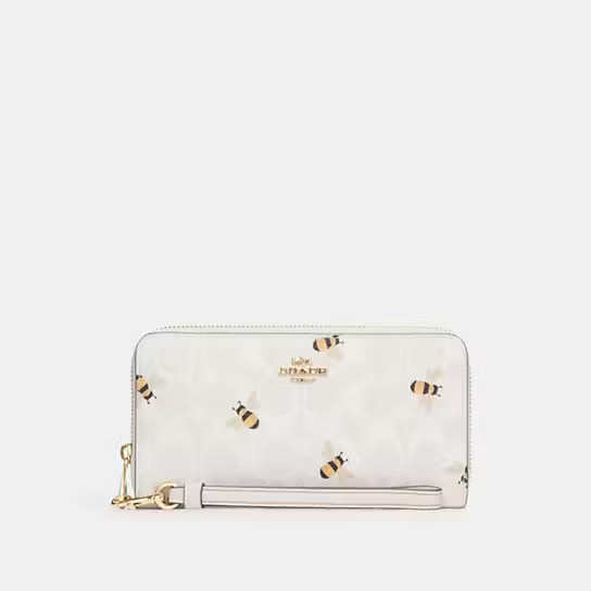Long Zip Around Wallet In Signature Canvas With Bee Print | Coach Outlet US
