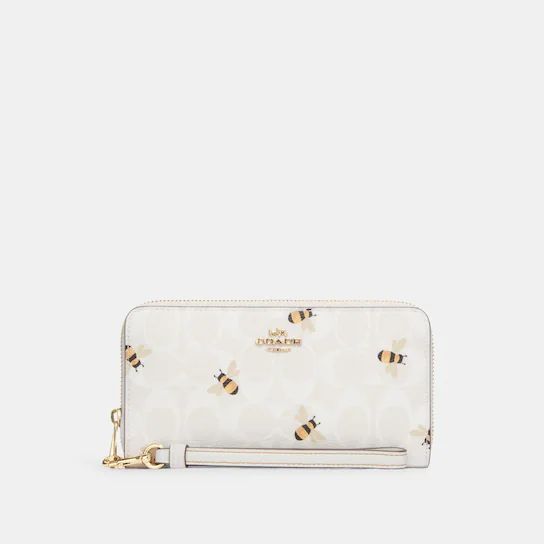Long Zip Around Wallet In Signature Canvas With Bee Print | Coach Outlet
