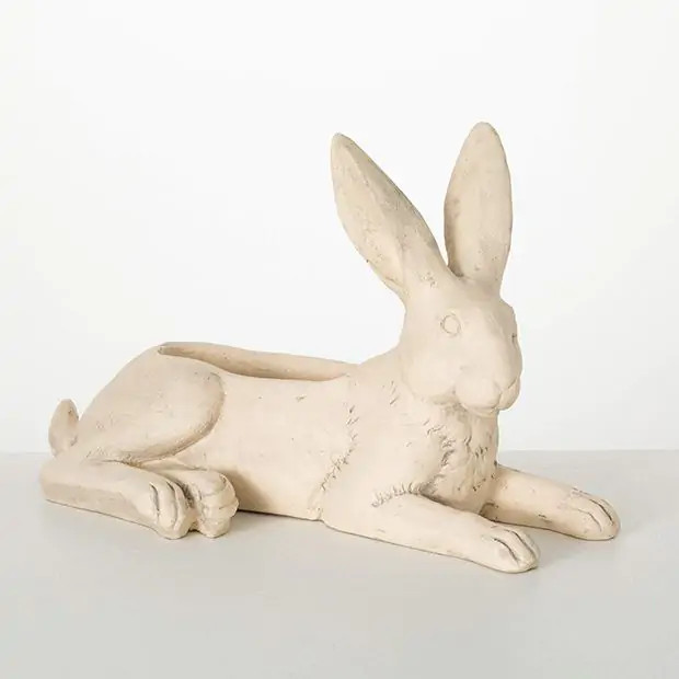 Rustic Cream Bunny Planter | Antique Farm House