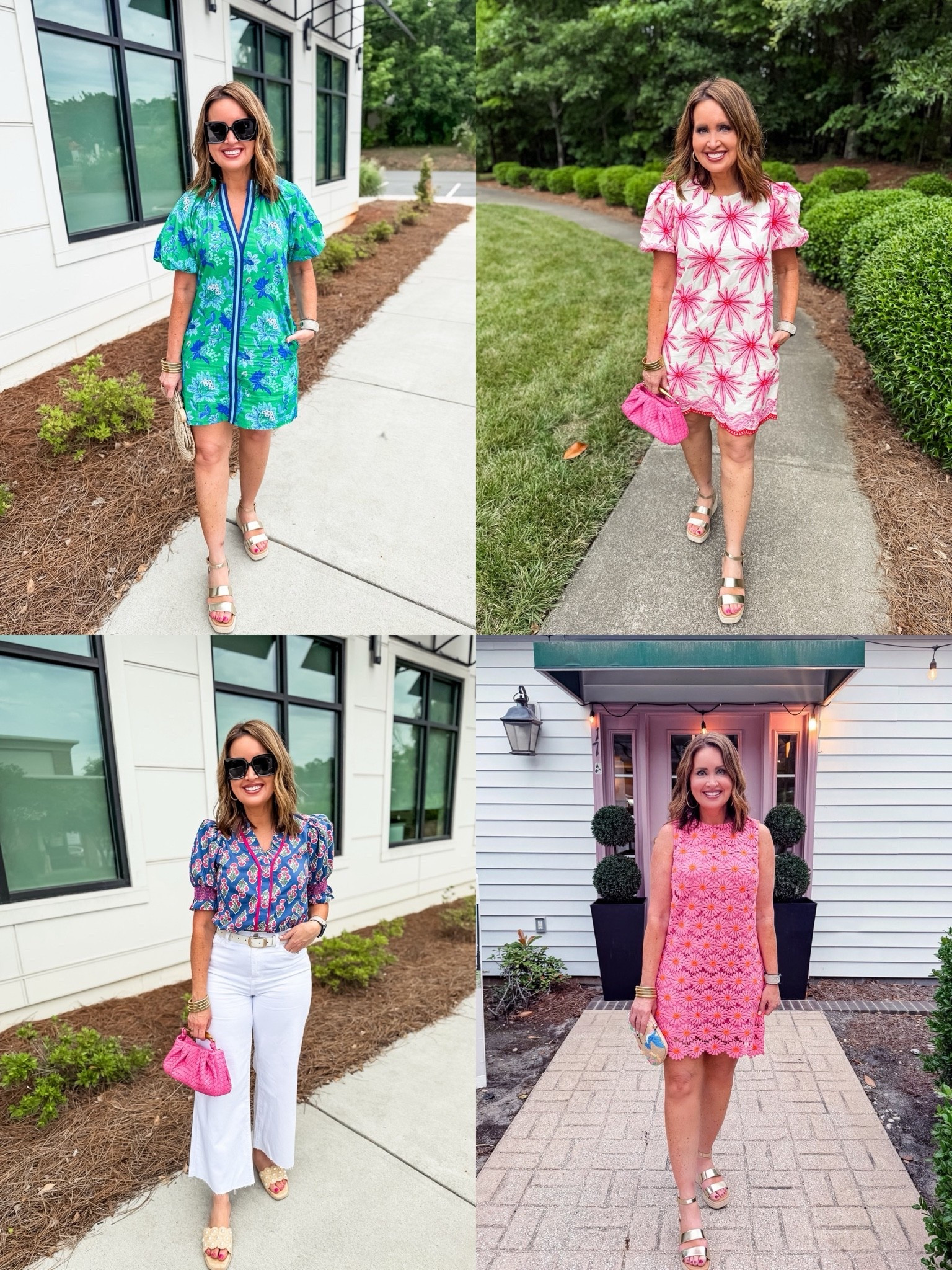 Colorful vacation outfits 
Use code LAURA15 to save 15% through 7/2

All 3 dresses run generous - size down if in between 
Floral top runs big - I recommend sizing down 
White jeans and sandals run true to size

#LTKootd #LTKTravel #LTKOver40