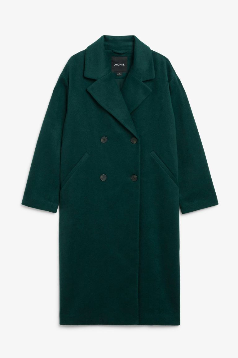 Long double breasted coat - Dark green - Ladies | H&M GB | H&M (UK, MY, IN, SG, PH, TW, HK)