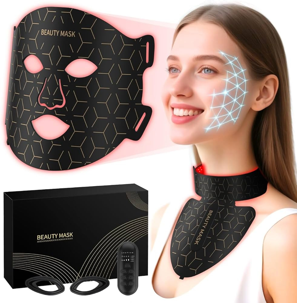 Red Light Therapy for Face & Neck, Red Light Mask with 850nm NIR, 7-1 Colors LED Light Therapy ma... | Amazon (US)