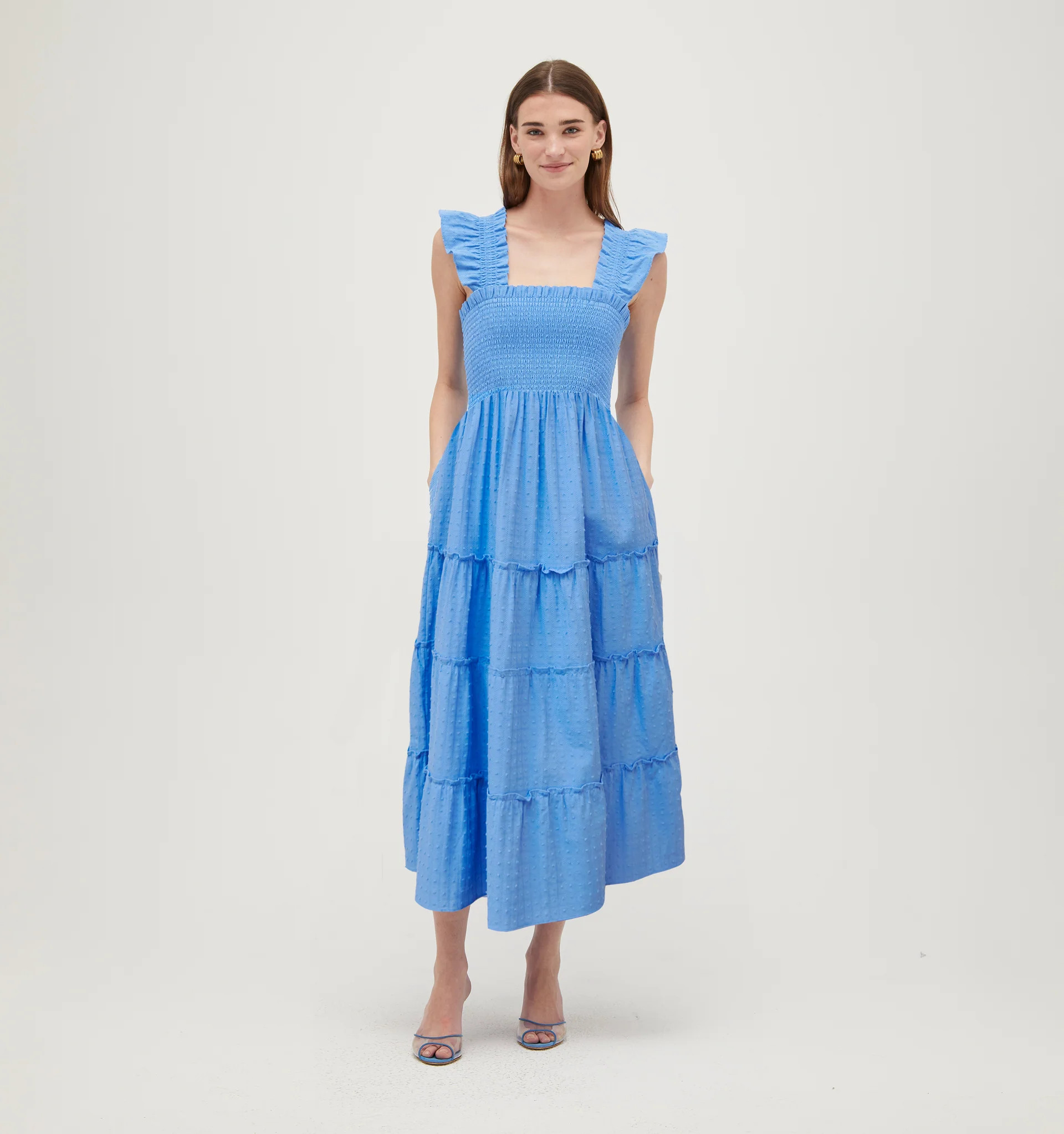 The Ellie Nap Dress - Red Daisy Check Eyelet | Hill House Home US