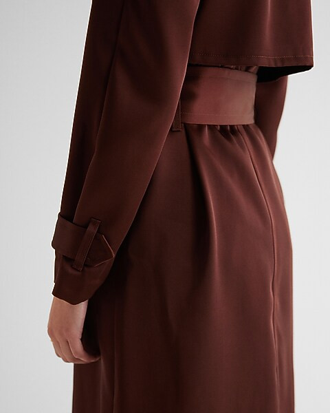 Satin Belted Trench Coat | Express