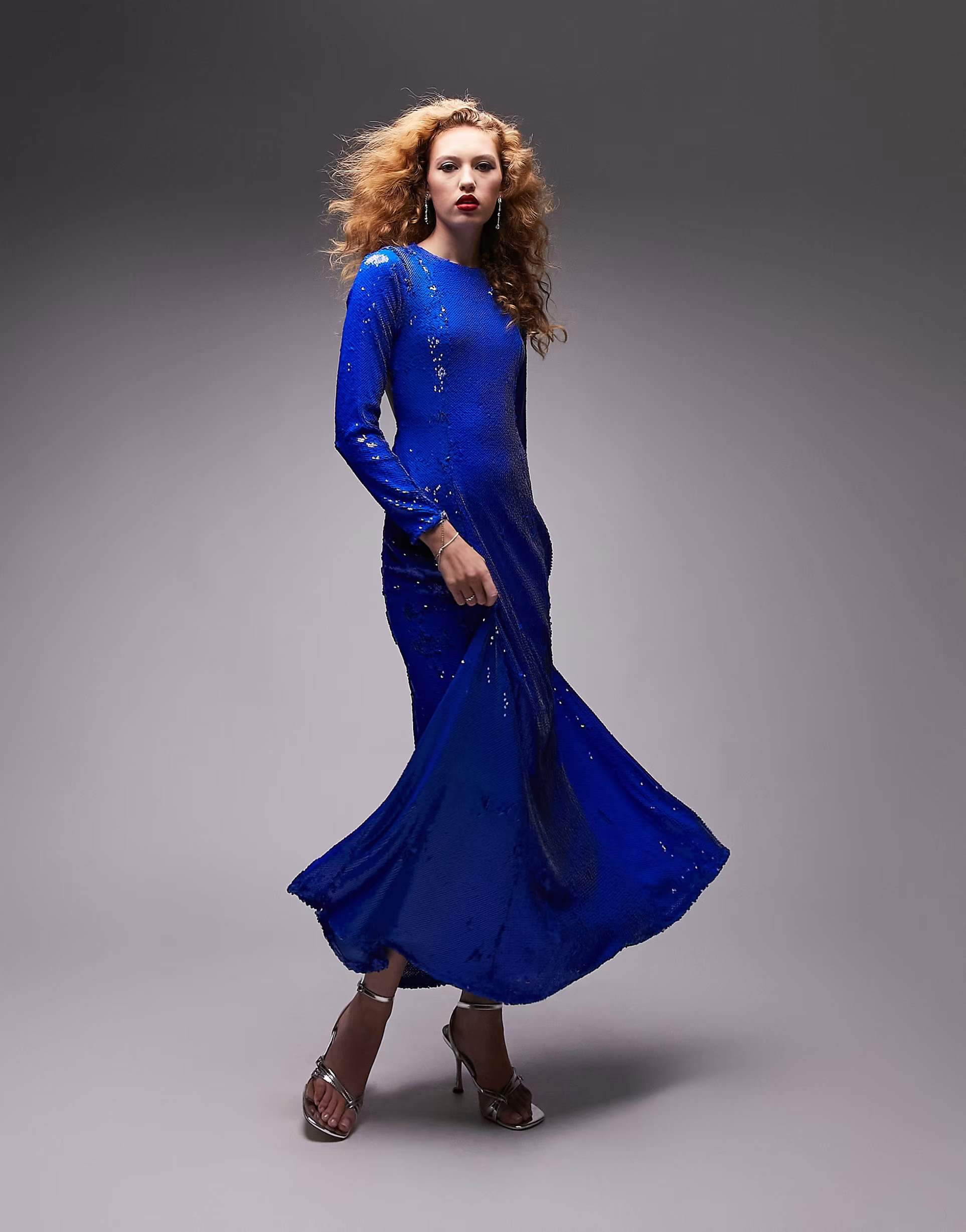 Topshop maxi sequin dress in cobalt | ASOS (Global)