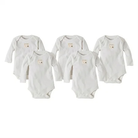 Burt's Bees Baby Boy or Girl Unisex Organic White Long Sleeve Bodysuits, 5pk | Walmart (US)